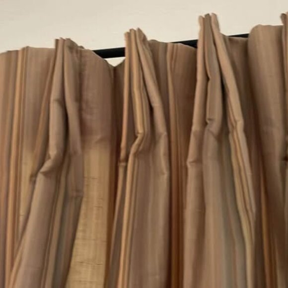 Calico Home Lined 32W x 92L Striped Pleated Silk Drapes. Set of 2 - Picture 7 of 14